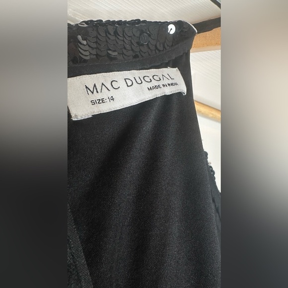 NWT $1598 Mac Duggal Embellished Wrap‎ Over Bishop Sleeve Gown Black Style 93616 - Picture 11 of 11